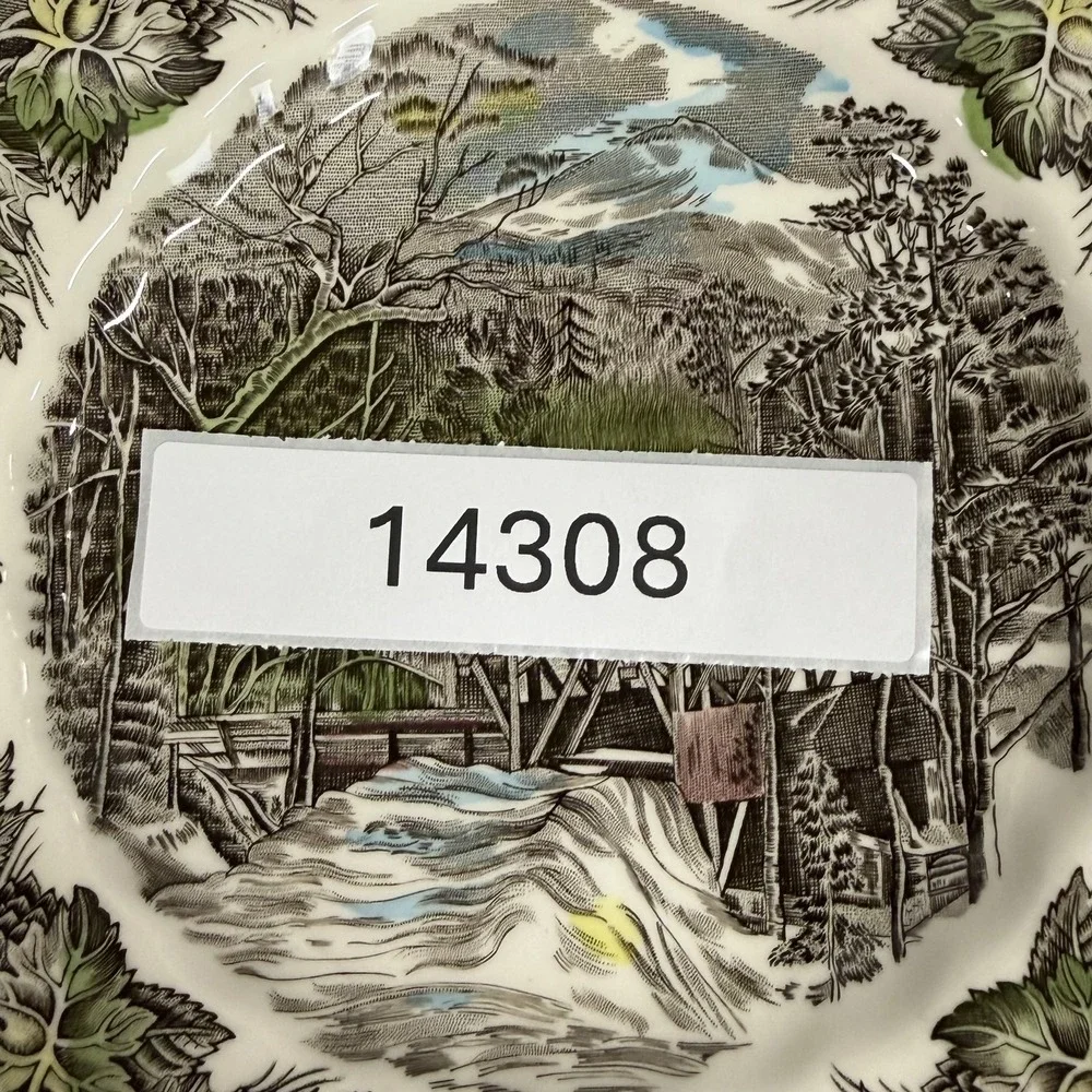 VTG Johnson Bros Friendly Village Covered Bridge Plate Square England Winter
